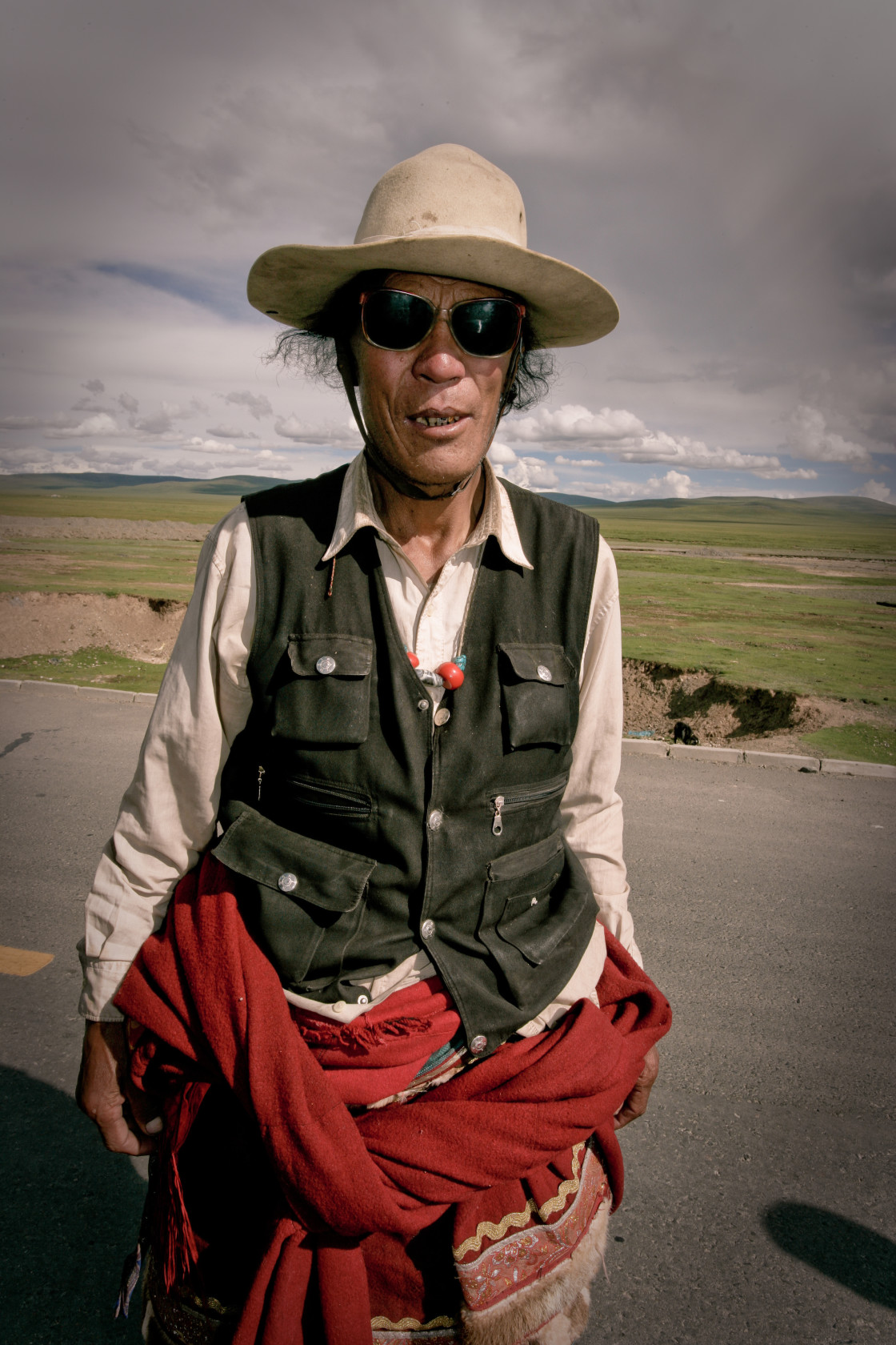 "Khampa Man with hat, Nangchen, Tibet" stock image