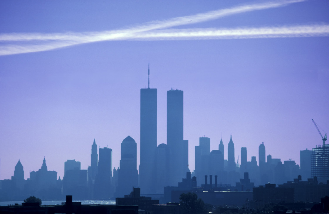 "New York skyline with World Trade Center" stock image