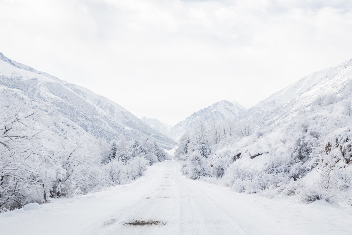 "Icy Road, Kyrgyzstan" stock image