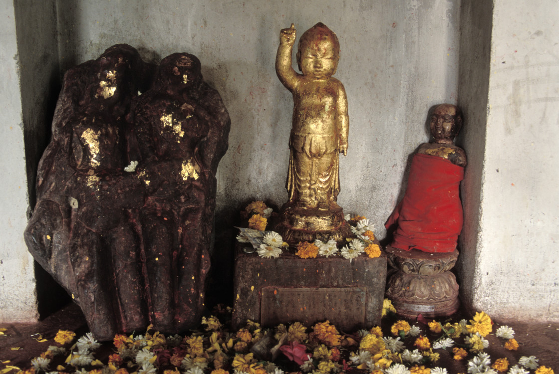 "Baby Buddha statue, Lumbini, Nepal" stock image