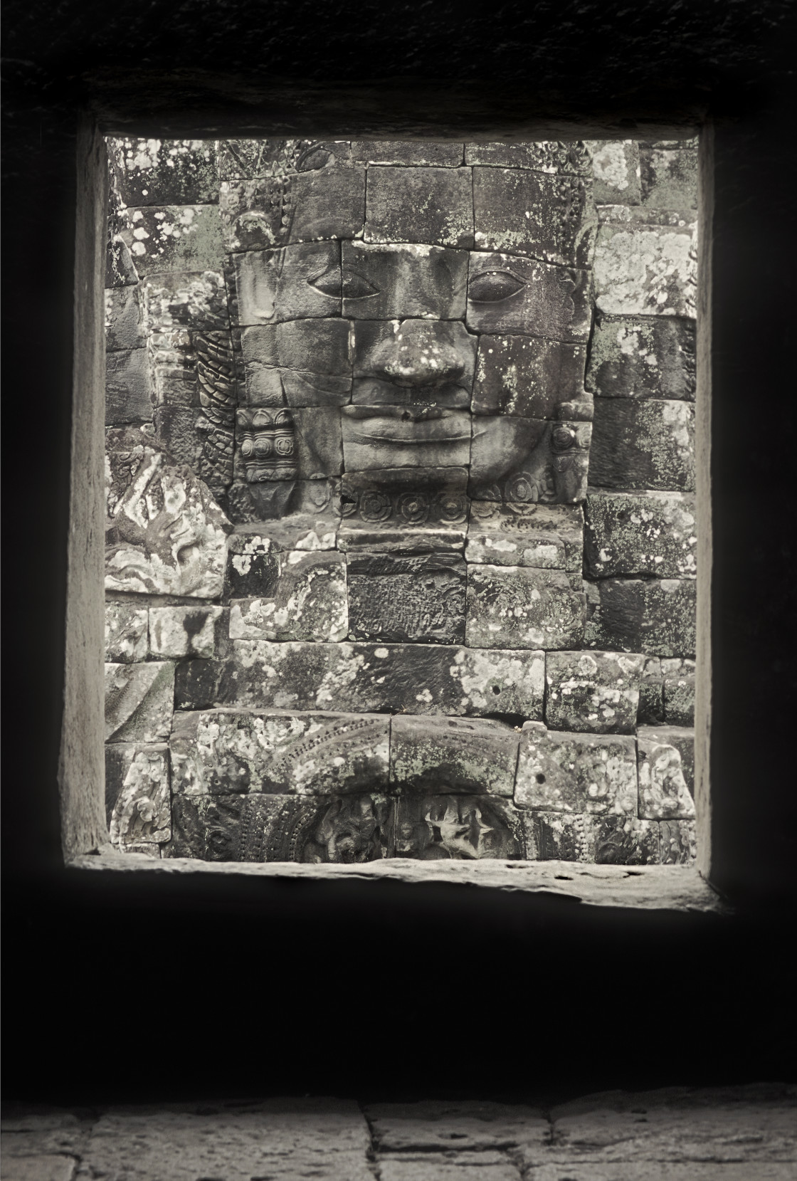 "Buddha head through window, Bayon" stock image