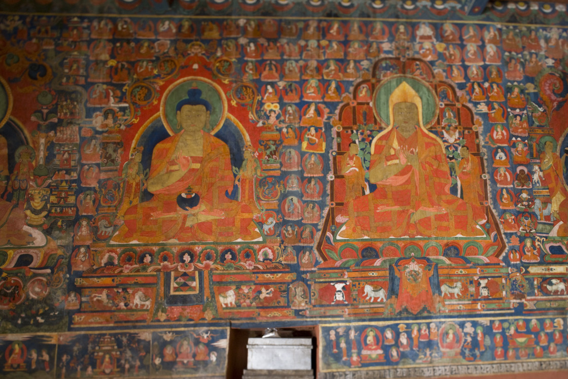 "Wall murals, Basco Monastery, Ladakh" stock image