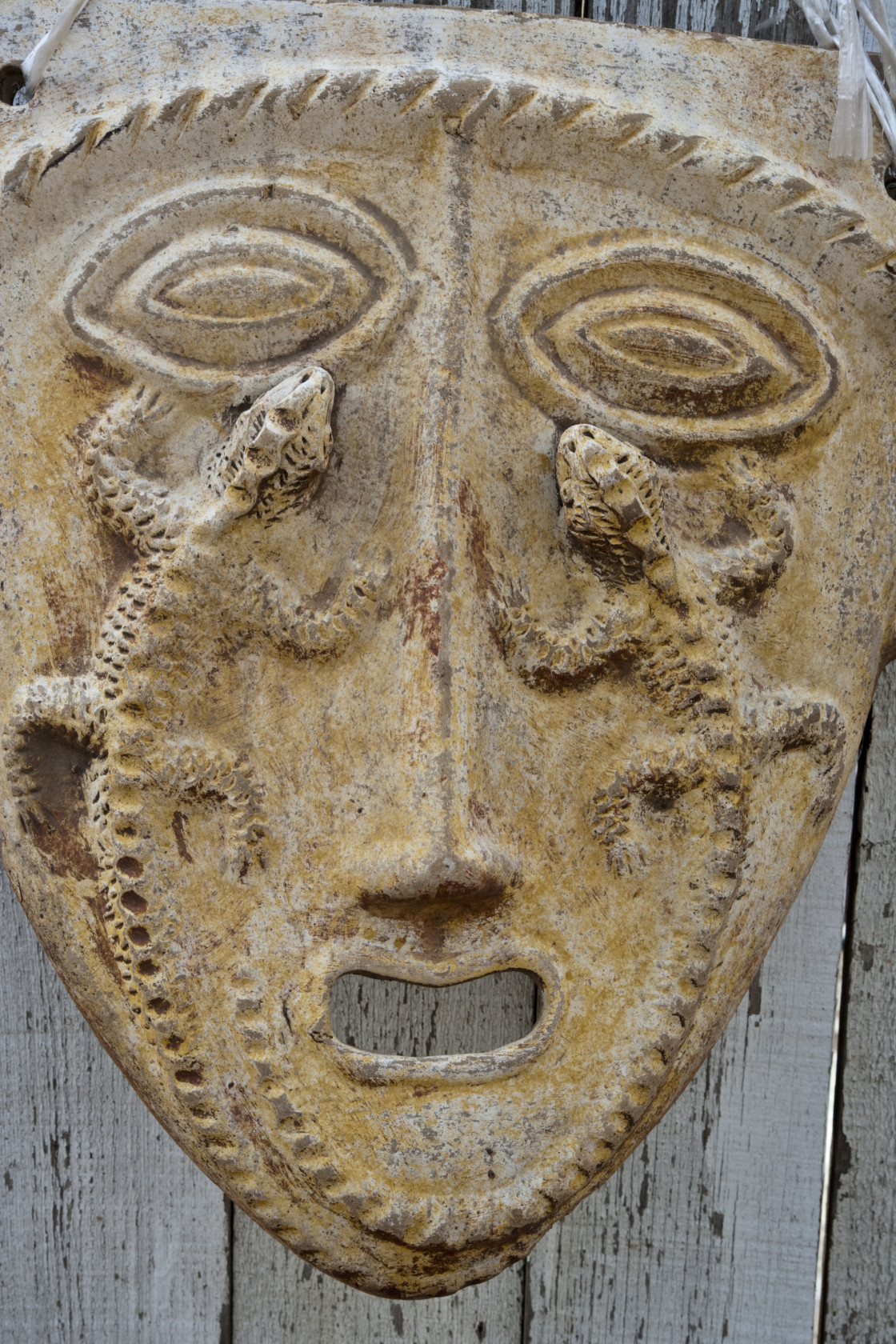 "Mask with lizards, New Mexico" stock image