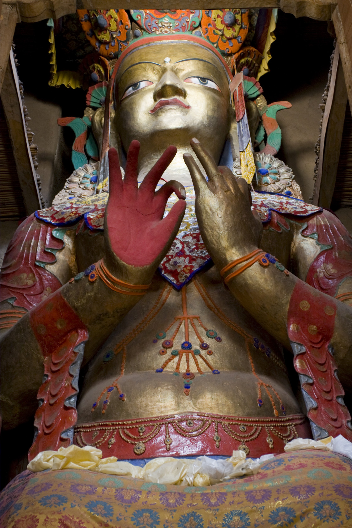 "Maitreya Buddha statue, Thiksey, Ladakh" stock image