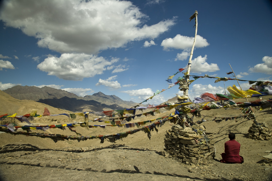 "Prayer flags Ladakh, India," stock image