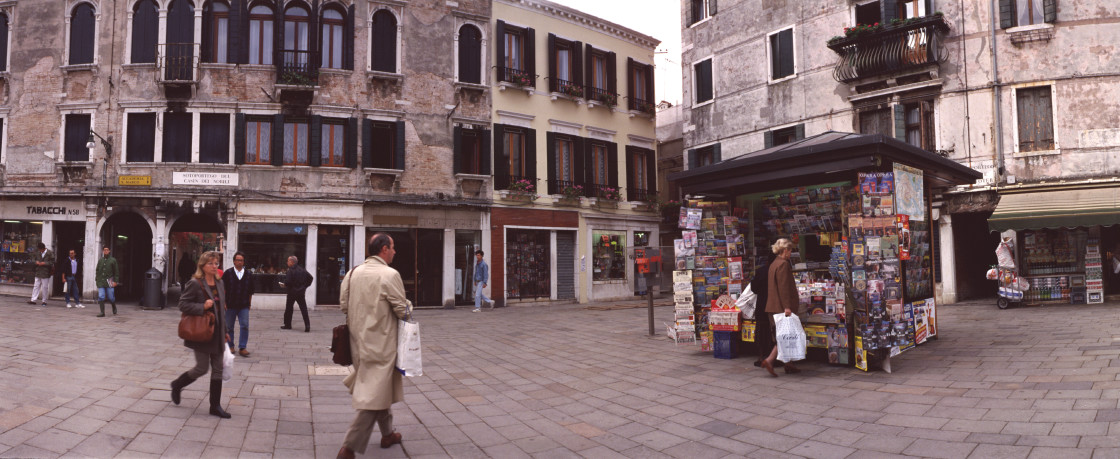 "Square with newstand, Venice, Italy" stock image