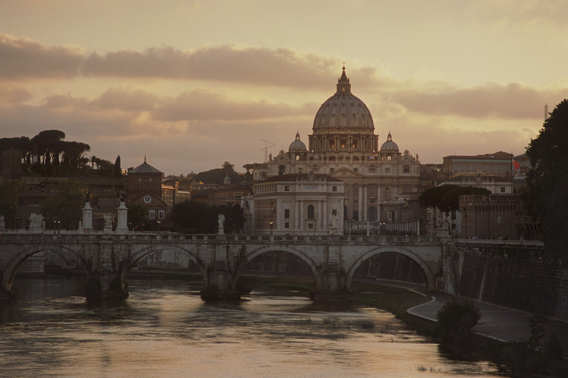 "St Peter's Basilica from Tiber River, Rome, Italy-66516" stock image