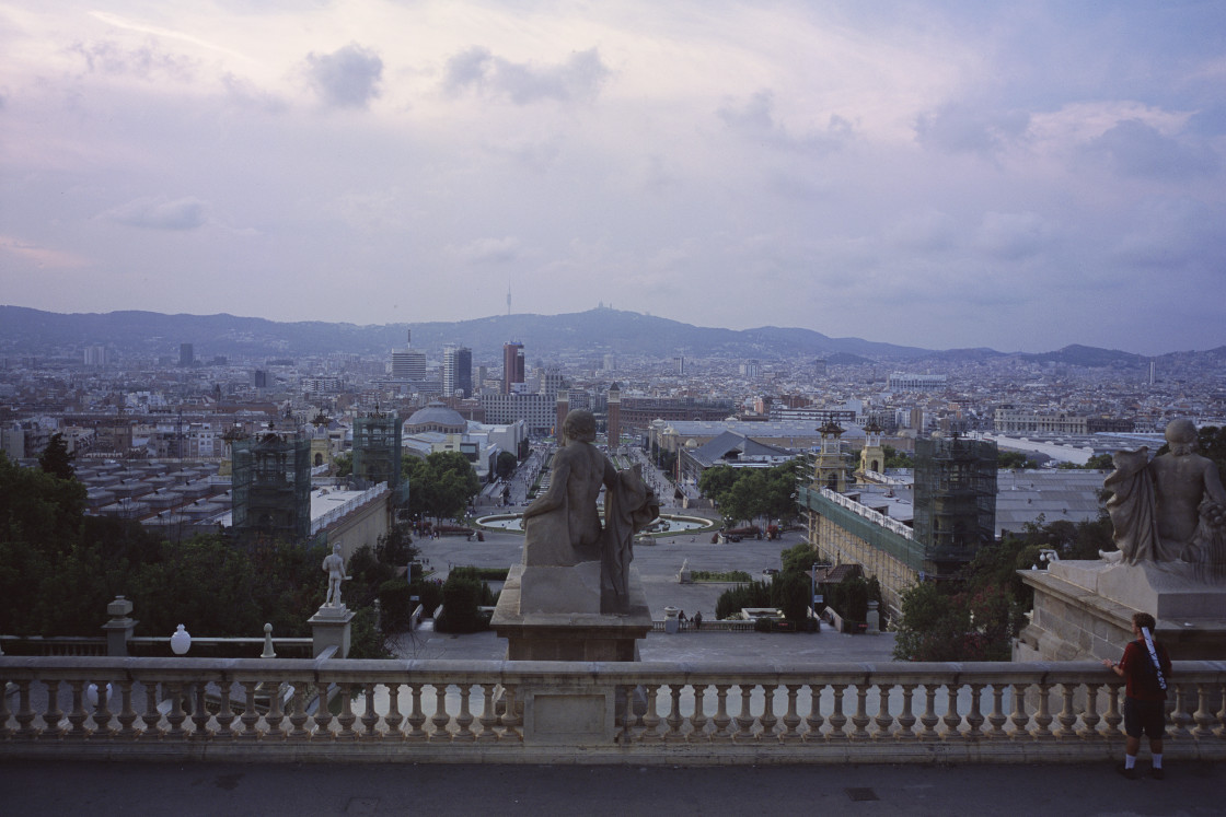 "Twilight view of Barcelona, Spain" stock image