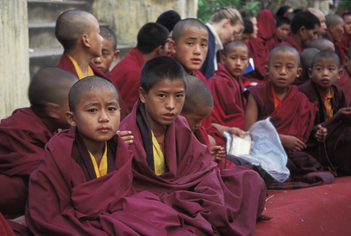 "Young monks, Bodhgaya" stock image