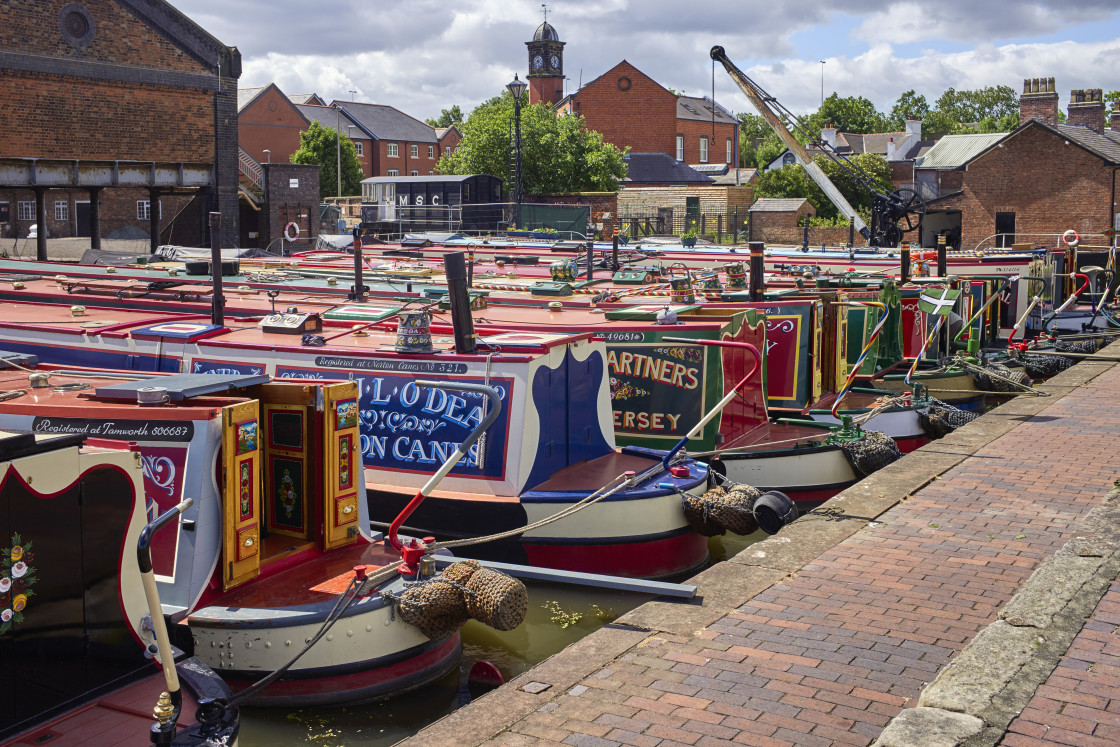 "Narrowboats on display at the Ellesemere Port" stock image