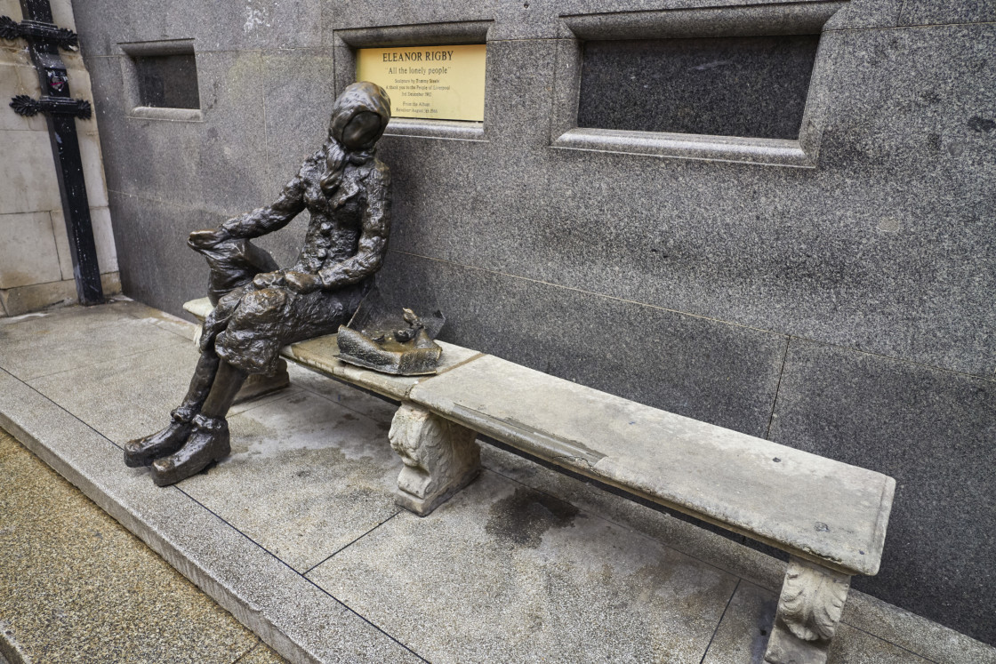 "Eleanor Rigby statue in Liverpool" stock image