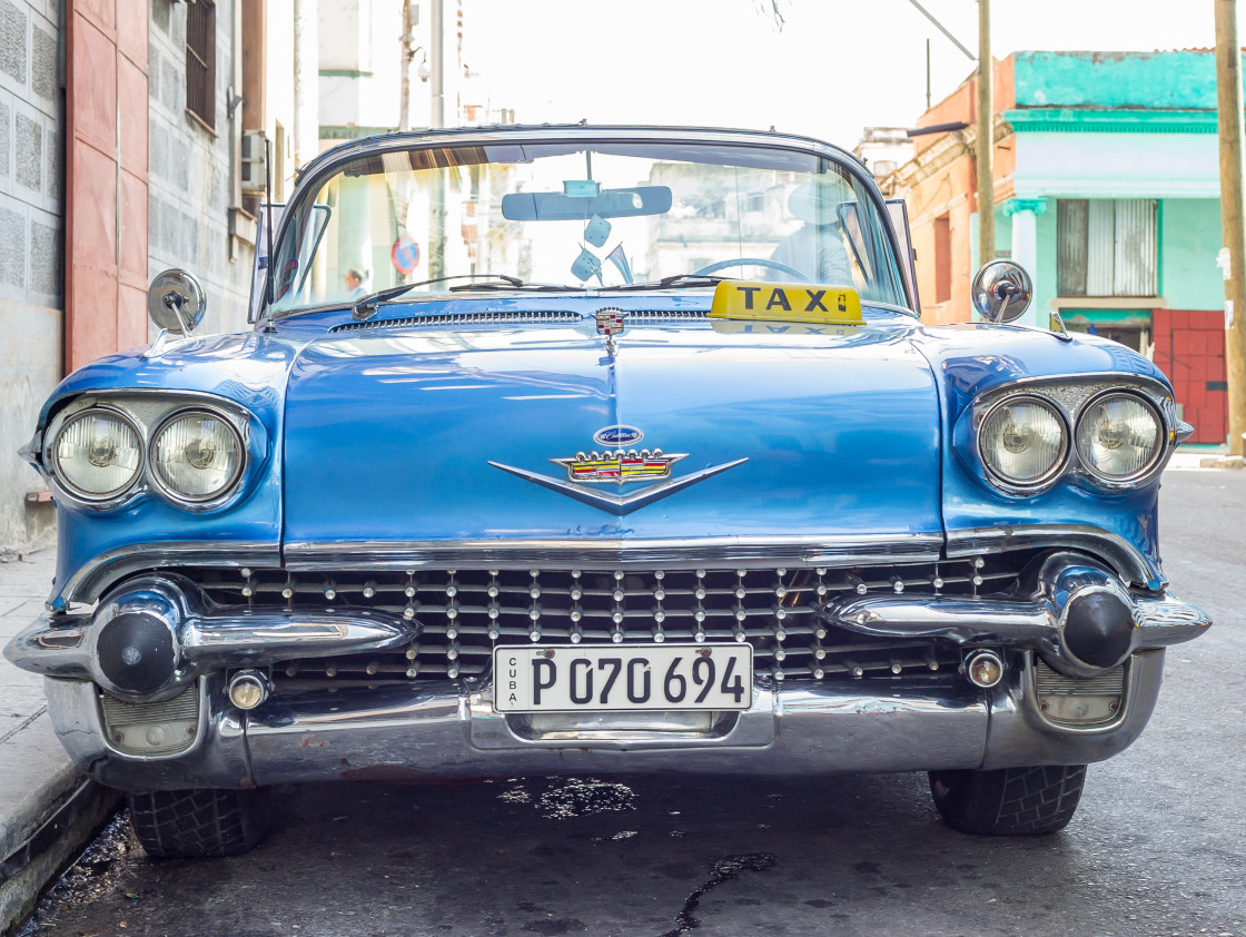 "Havana Cuba and a vintage Cadillac taxi." stock image