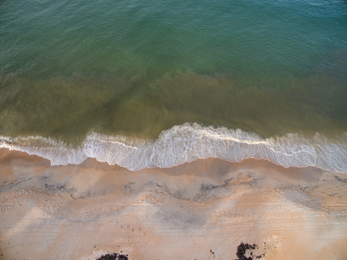 "Aerial drone shot of the beach" stock image