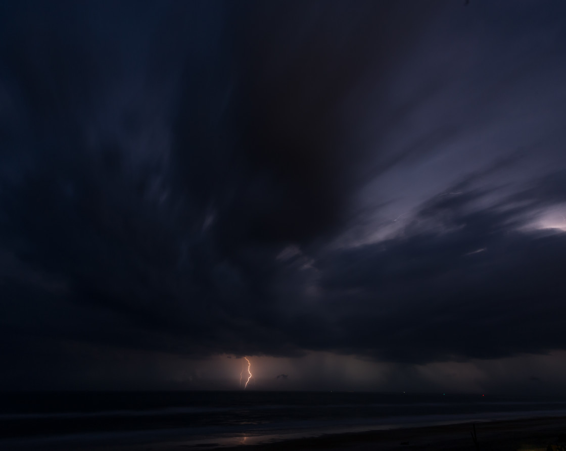 "Night storm at sea" stock image