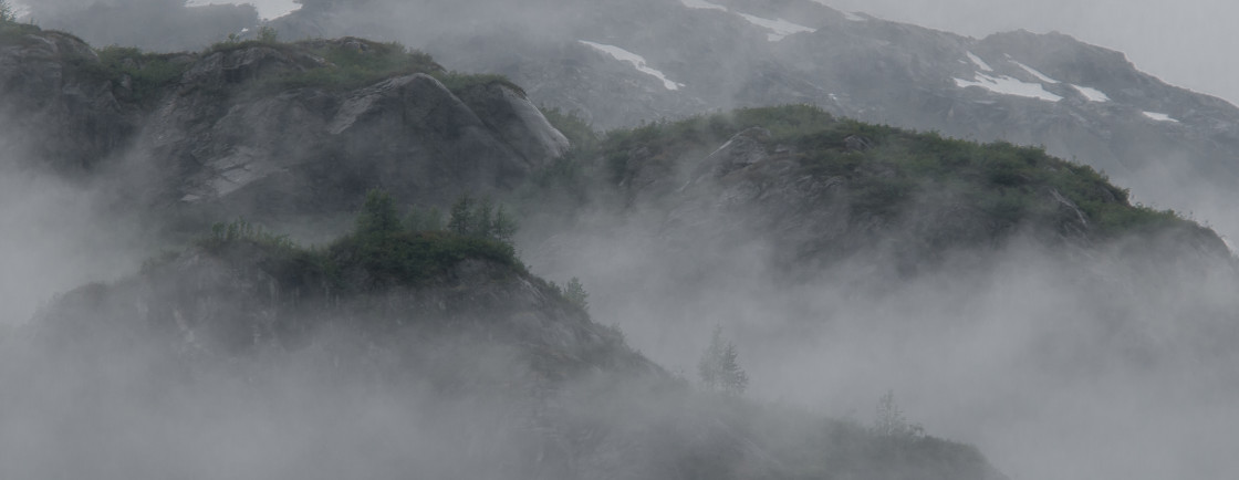 "Mountain top in the fog" stock image