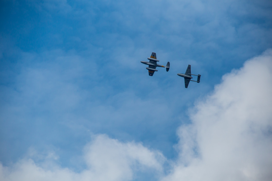 "Meteor and Vampire Vintage Jet Aircraft" by Gordon England - $12.06 "Meteor and Vampire Vintage Jet Aircraft" stock image