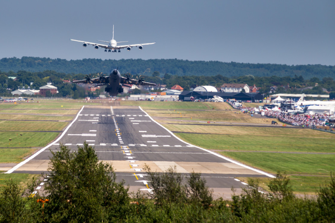 "Airbus A400M 'Grizzly' and A380 Aircraft" by Gordon England - $12.24 "Airbus A400M 'Grizzly' and A380 Aircraft" stock image