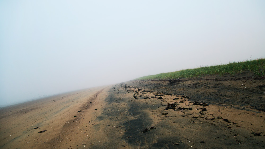 "Beach in the fog" stock image