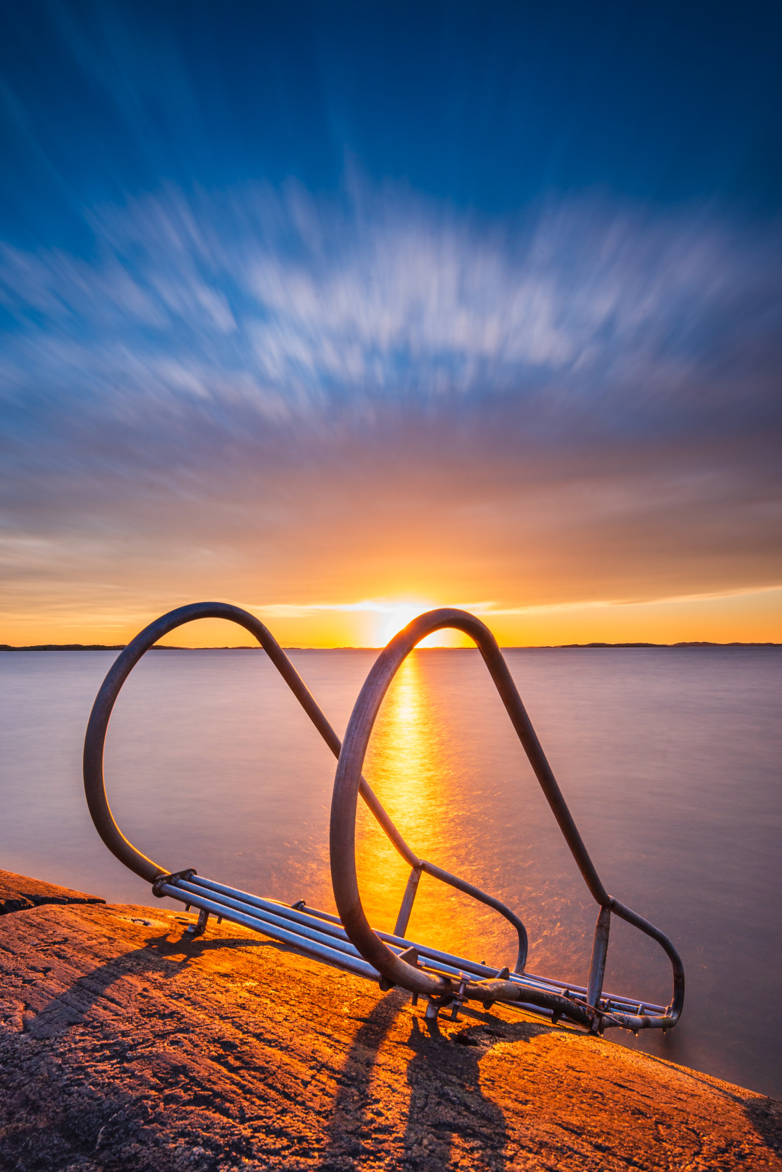 "Bath ladder at sunset" stock image