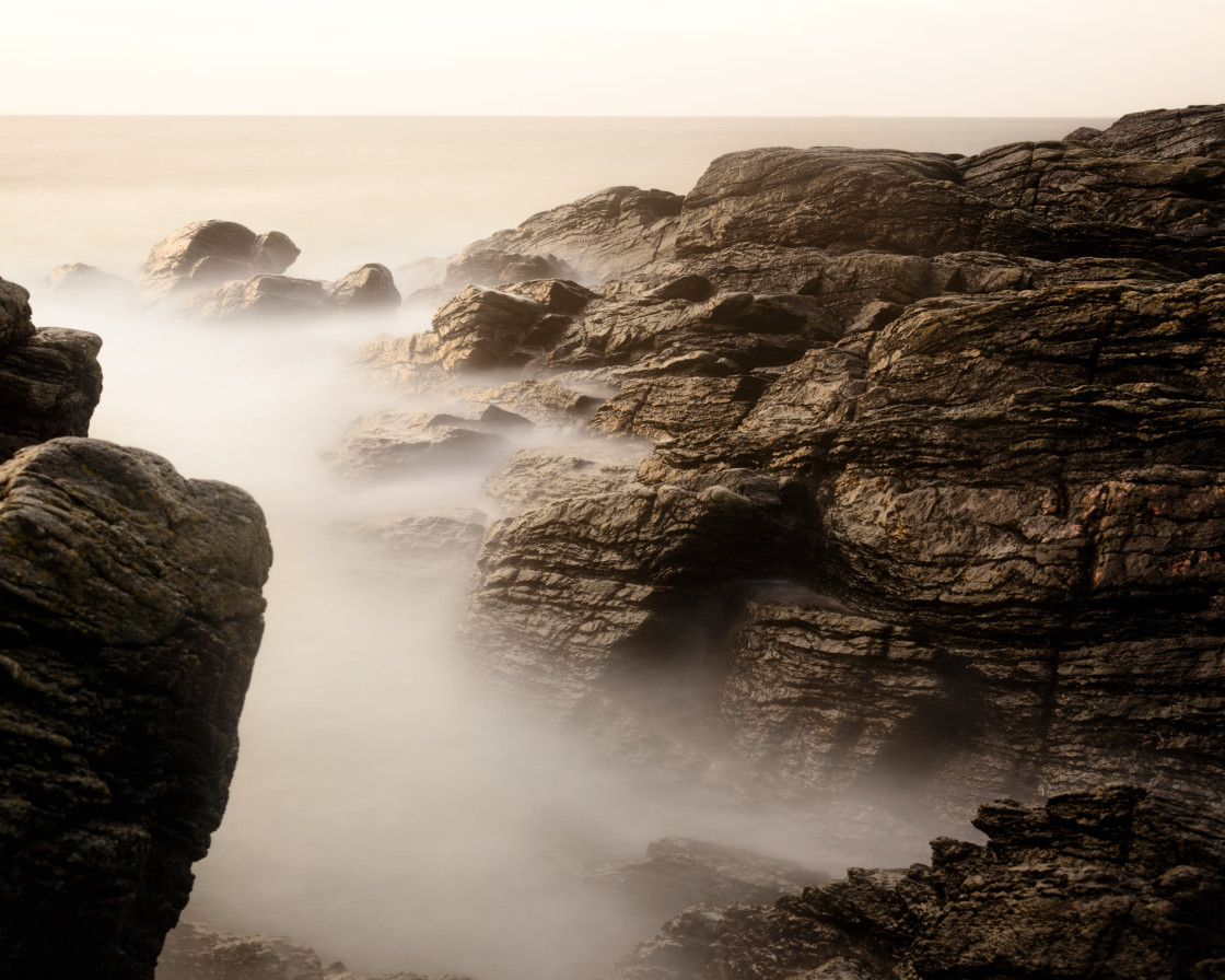 "Texture of rock with waves at sea" stock image