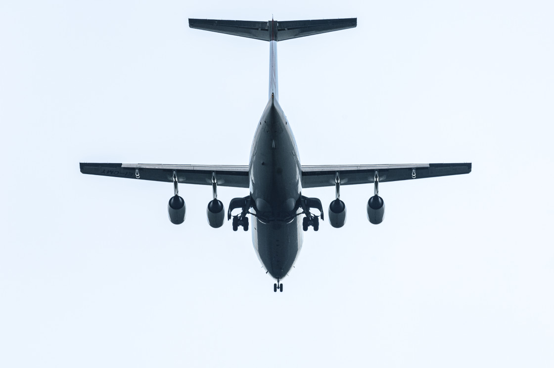 "Passenger aircraft against clear sky. Sweden." stock image