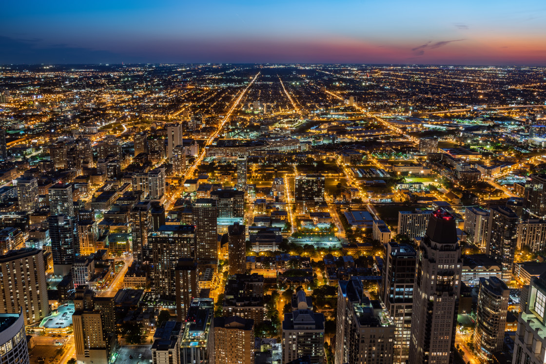 "Chicago skyline at the sunset, Illinois, United States" stock image