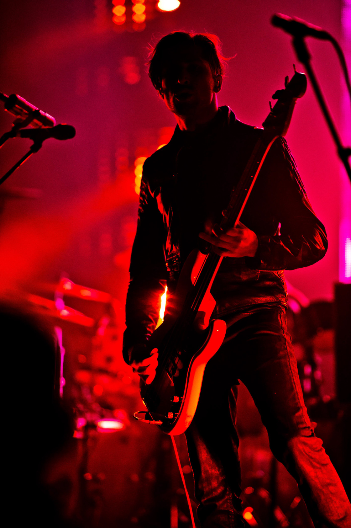 "Rock guitarist on stage" stock image