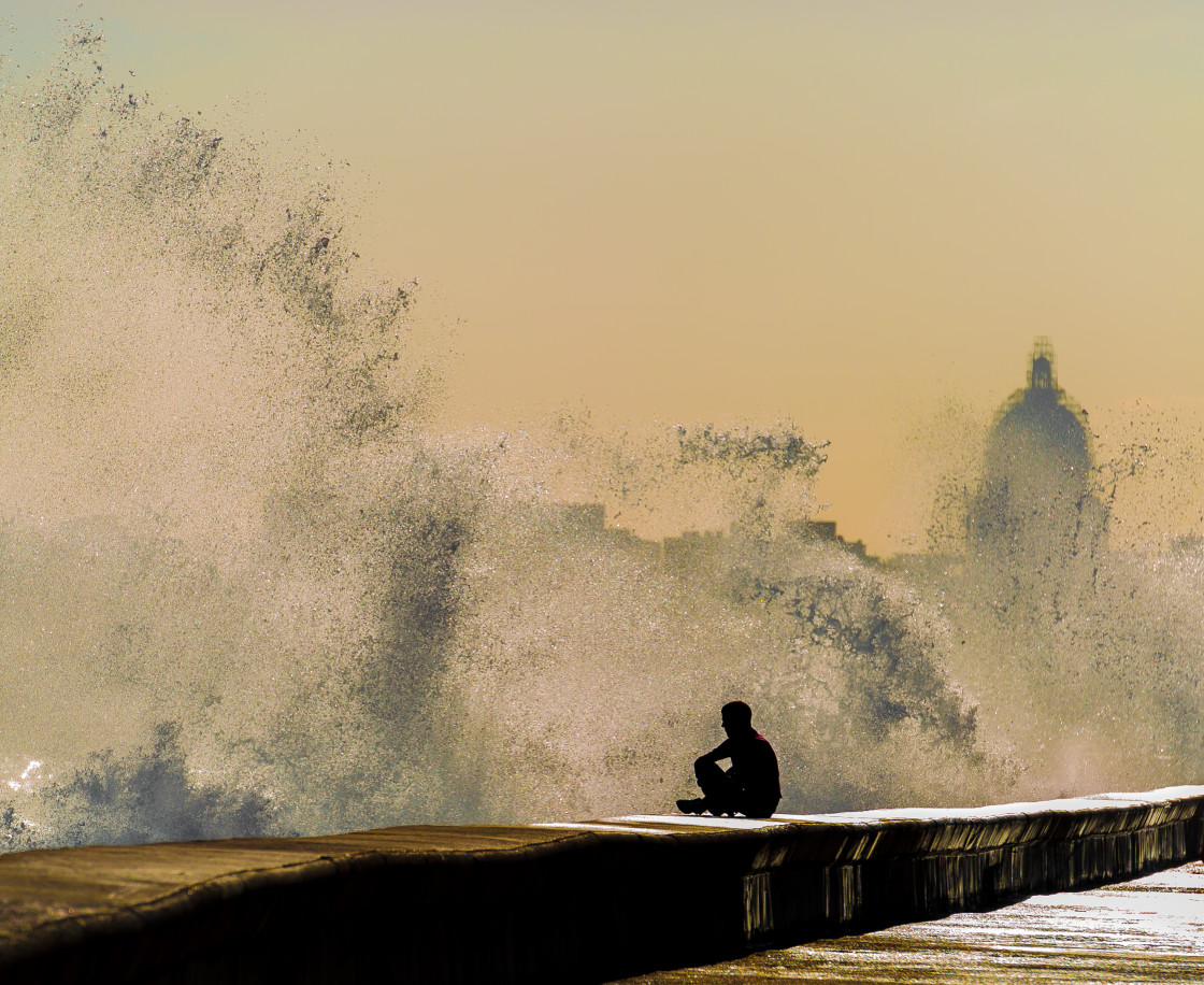 "Man on the Malecon, Havana Cuba" stock image