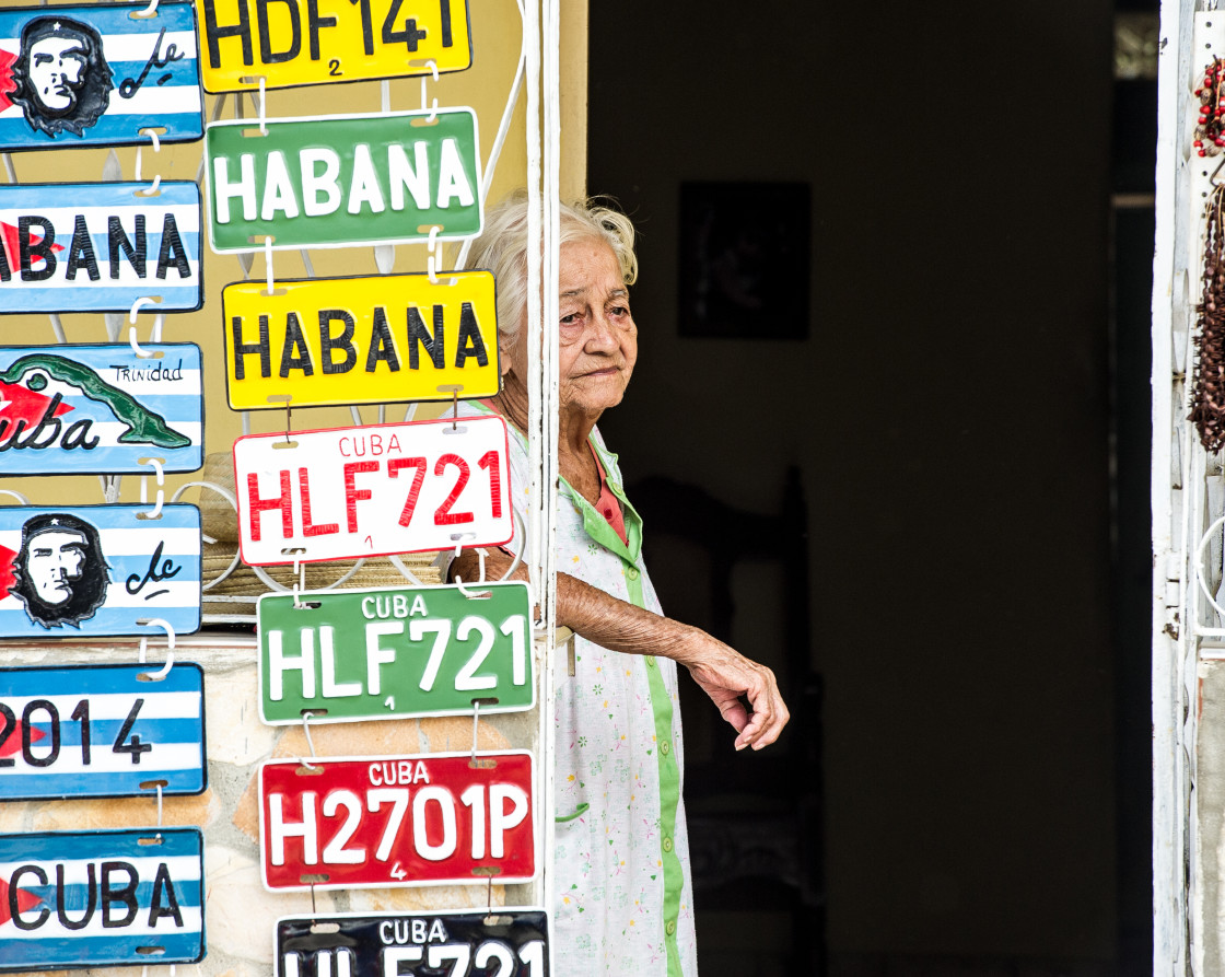 "Lady at a souvenir shop, Havana, Cuba" stock image