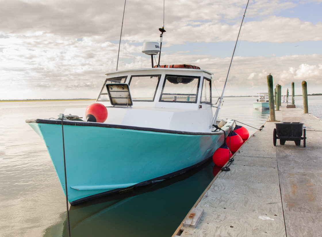 "Fishing boat, Jekyll Island, Georgia" stock image