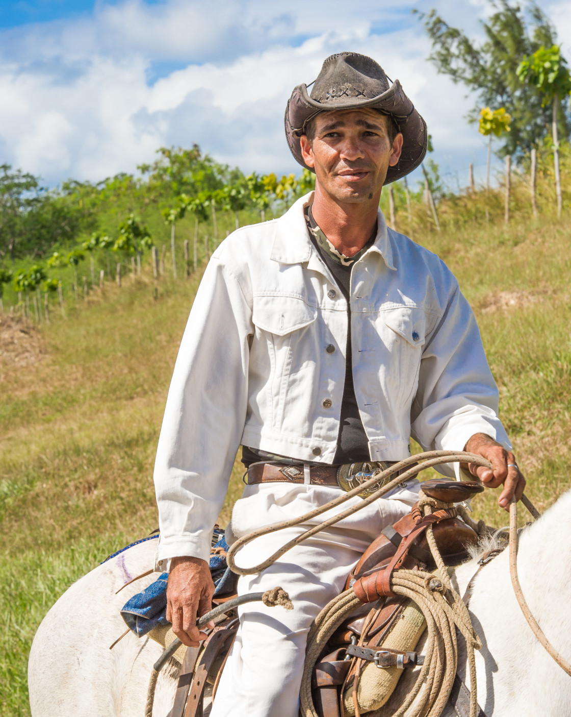 "Cuban Cowboy on horseback" stock image