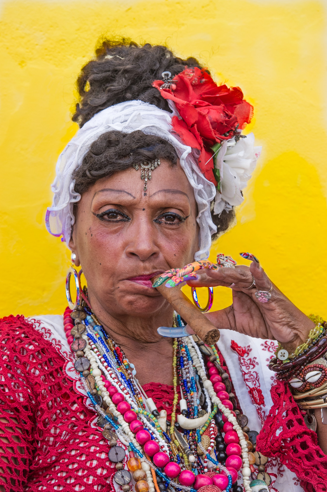 "Cigar smoking woman, Havana, Cuba" stock image