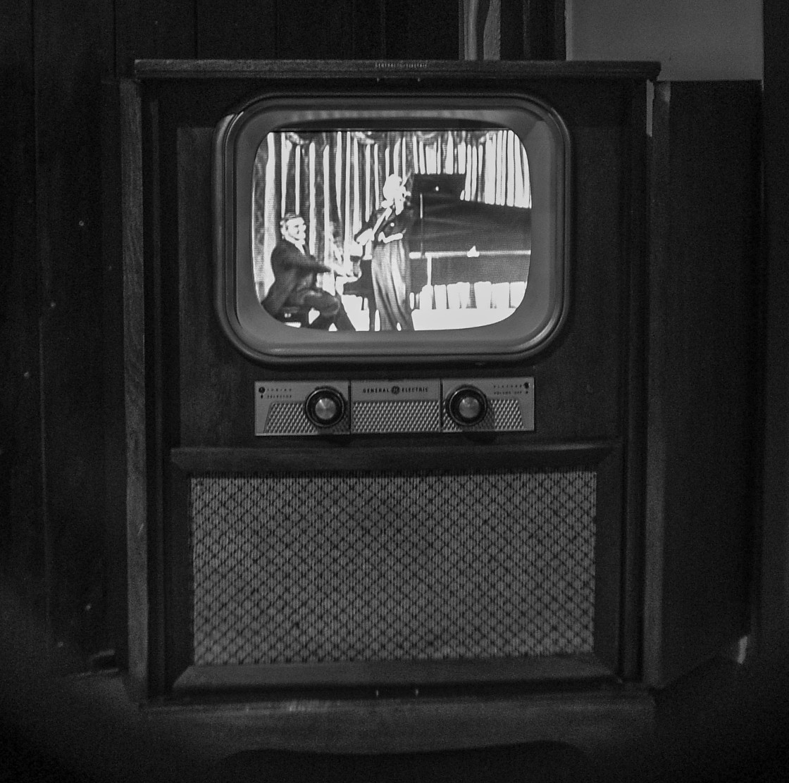 "Black and white television" stock image