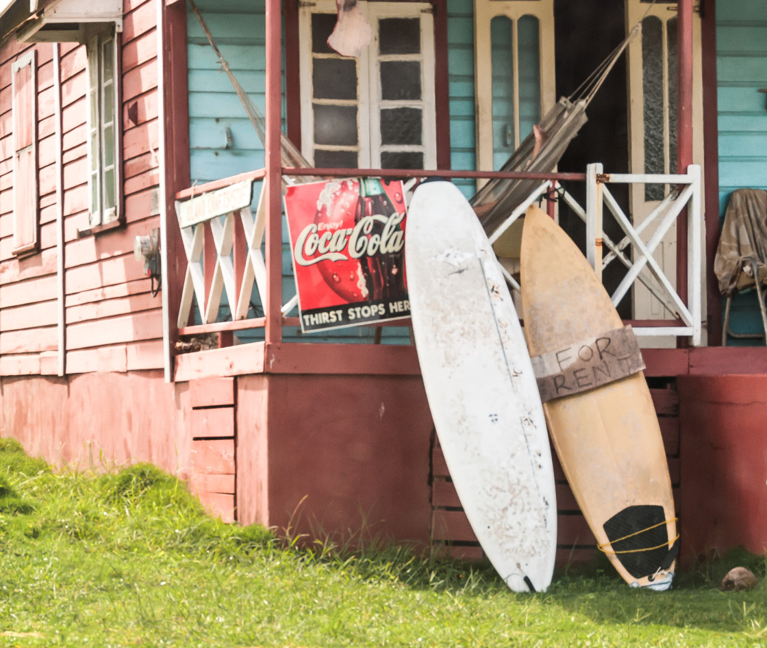 "Surf shack and surf boards" stock image