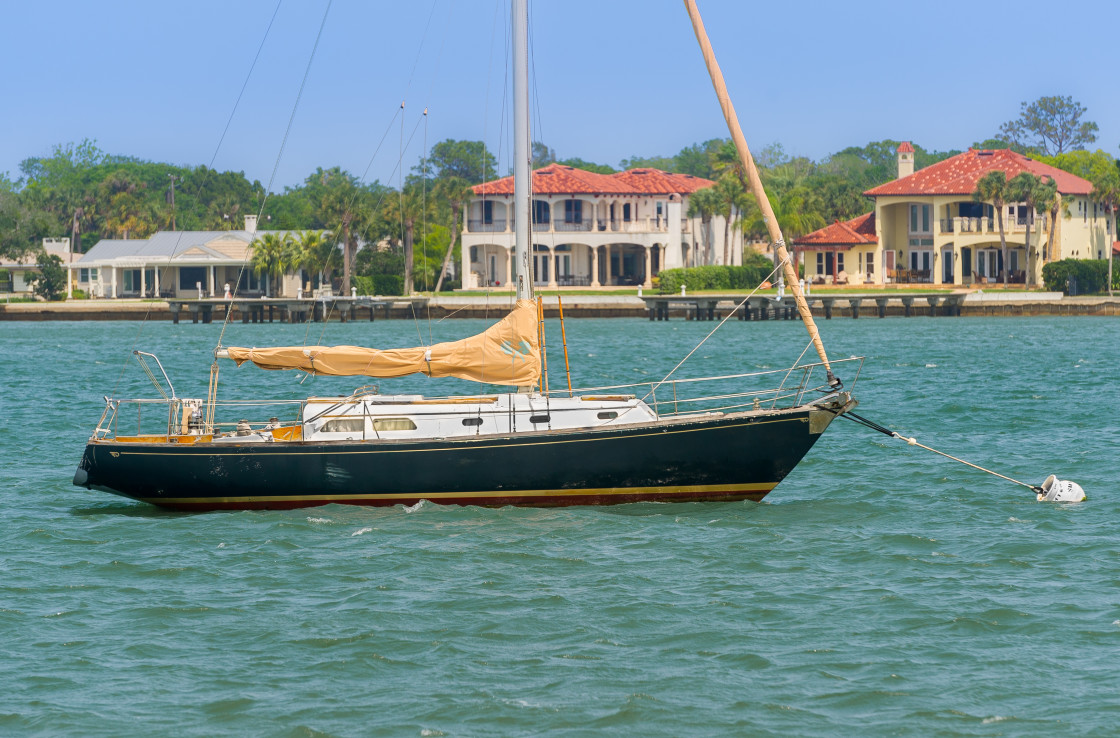 "Sailing yacht moored" stock image