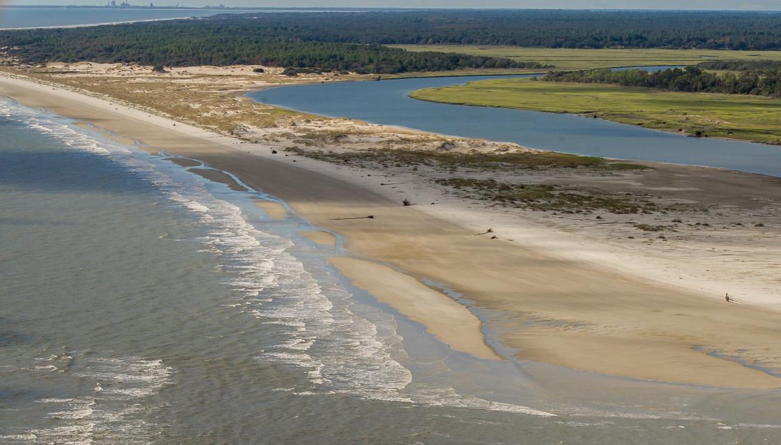 "South Georgia Beach, Jekyll Island - aerial" stock image