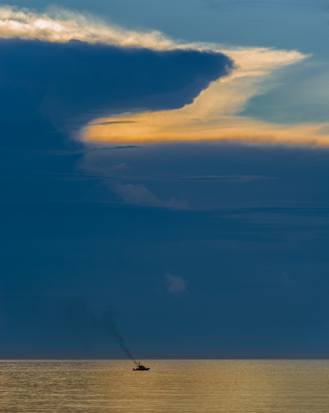 "Shrimp boat at dawn" stock image