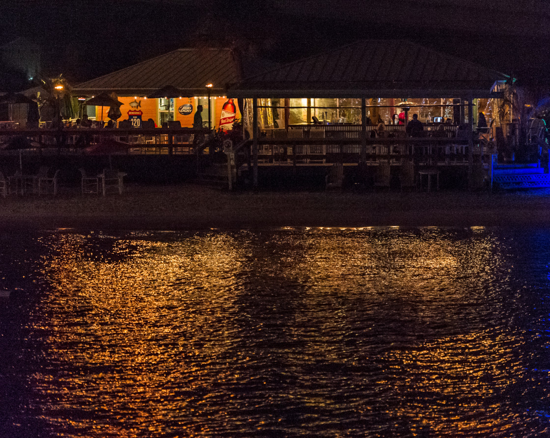 "Beach bar at night" stock image