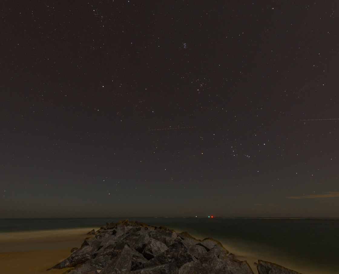 "Night sky at the jetty" stock image