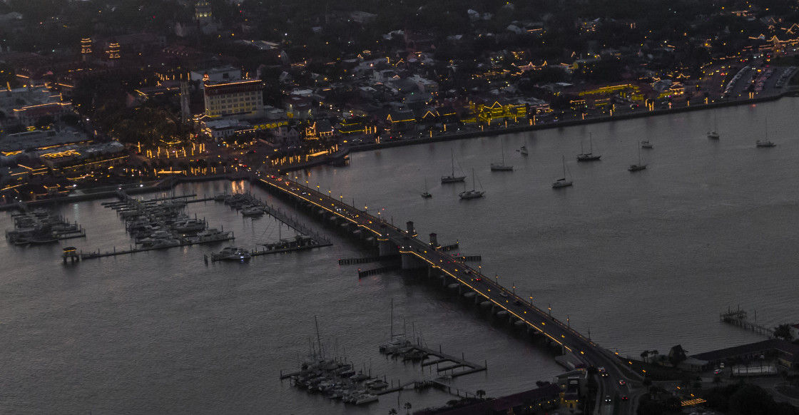 "St Augustine aerial at night" stock image