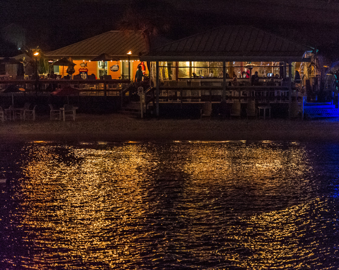 "Beach bar at night" stock image