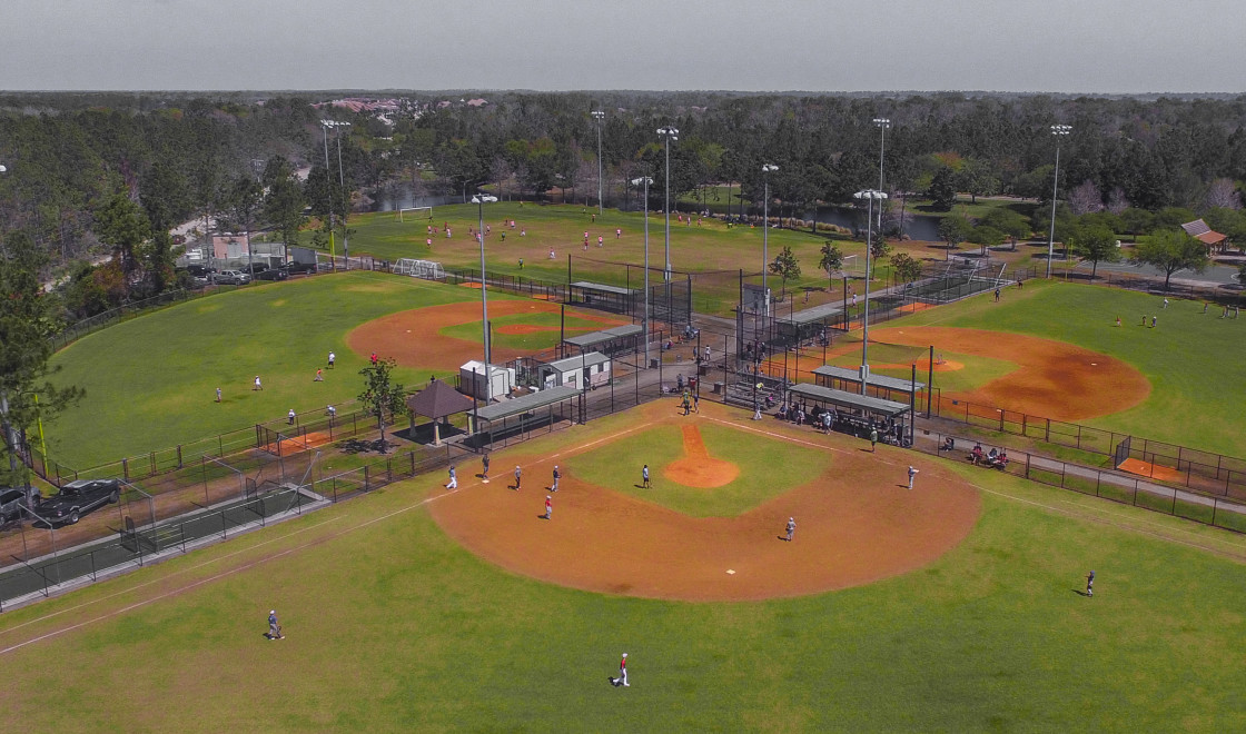 "Little League Baseball field aerial" stock image