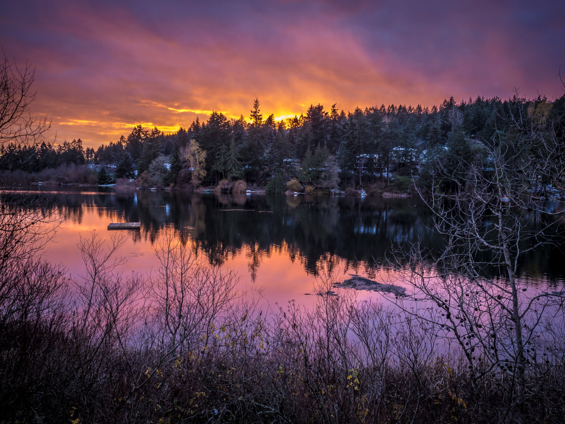 "Lake sunset" stock image