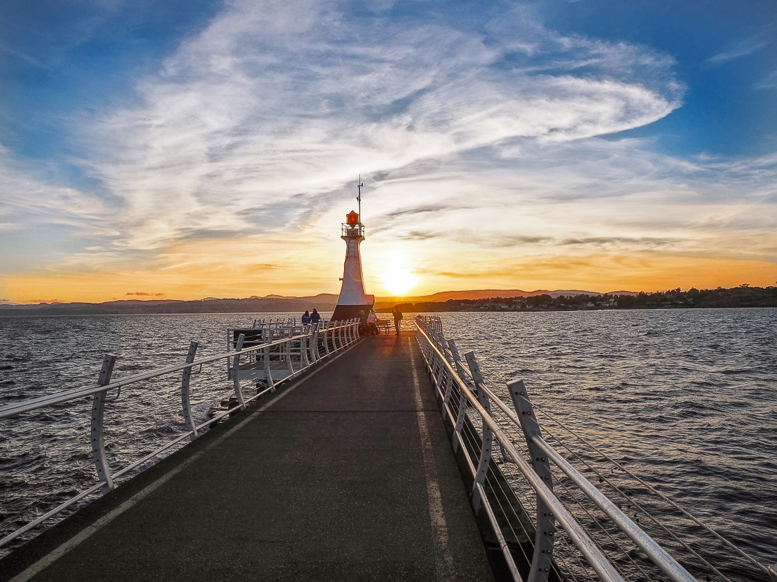 "Breakwater Sunset" stock image