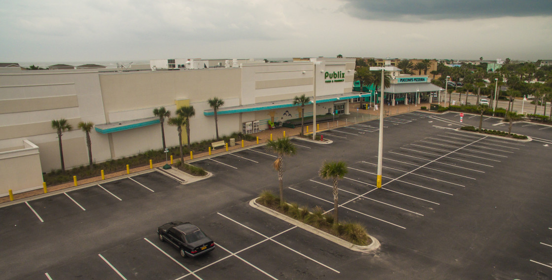 "Supermarket and parking lot" stock image