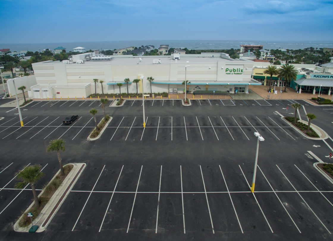 "Supermarket and parking lot" stock image