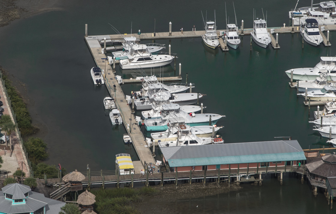 "Marina and boats aerial" stock image