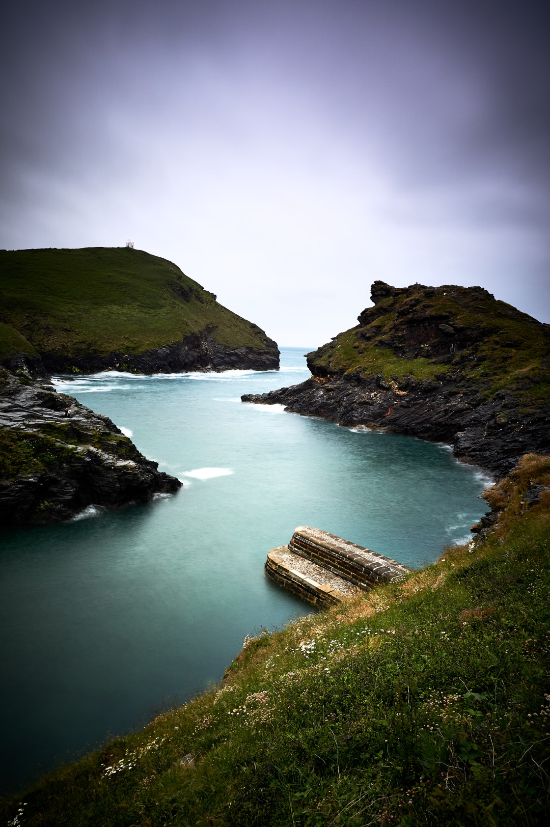 "Boscastle Harbour." stock image