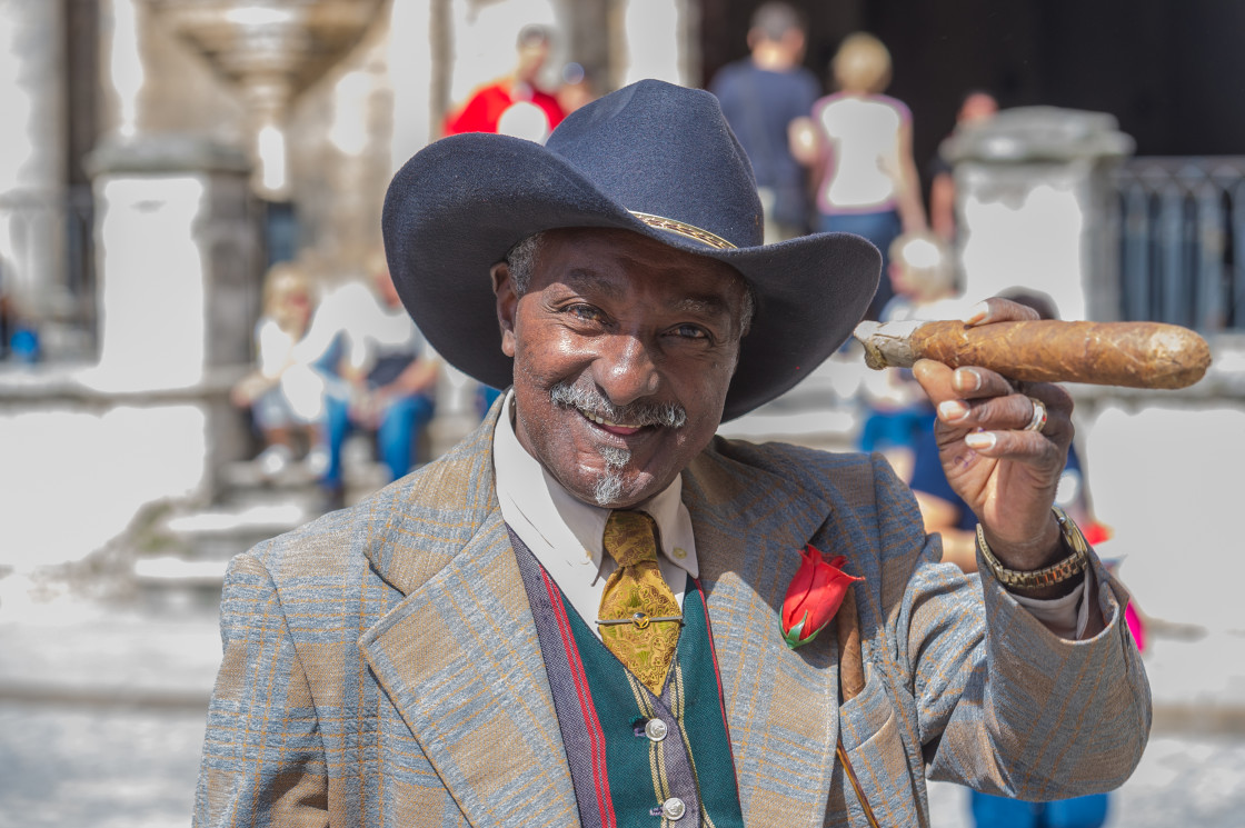 "Cigar smoking man, Havana, Cuba" stock image