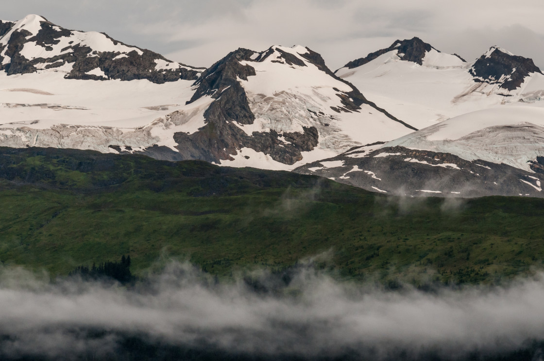 "Snow capped Alaskan mountain range" stock image